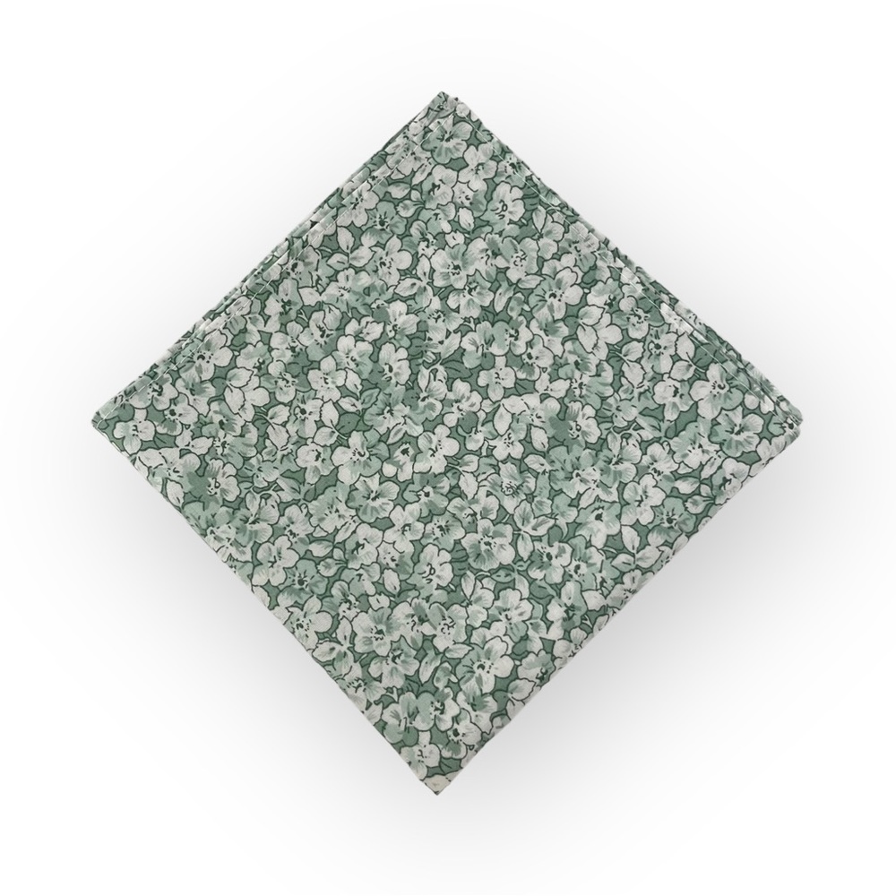 Misty Sage Floral Pocket Square